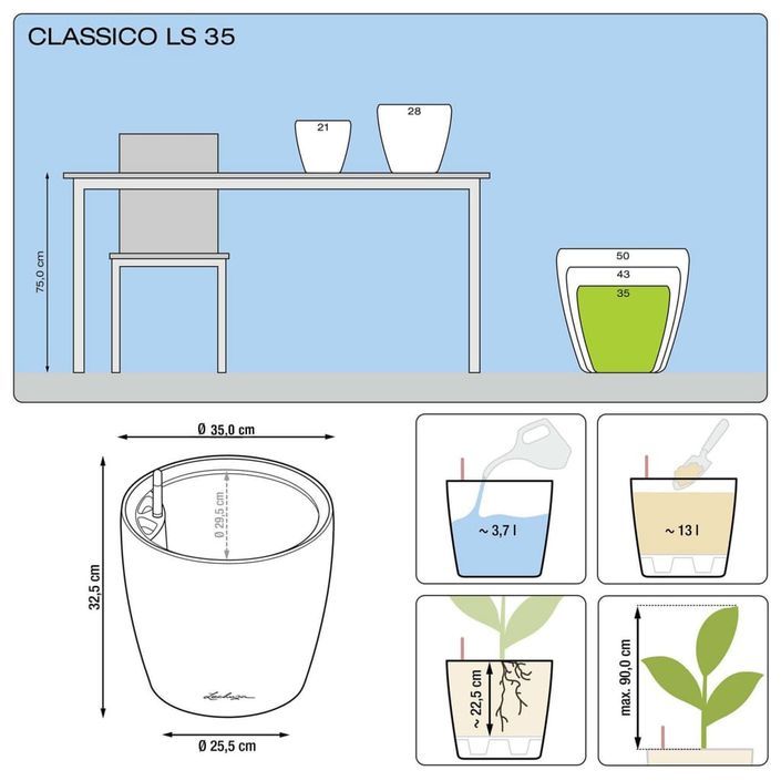 LECHUZA Jardinière CLASSICO LS 35 ALL-IN-ONE charbon métallisé 16063 - Photo n°9