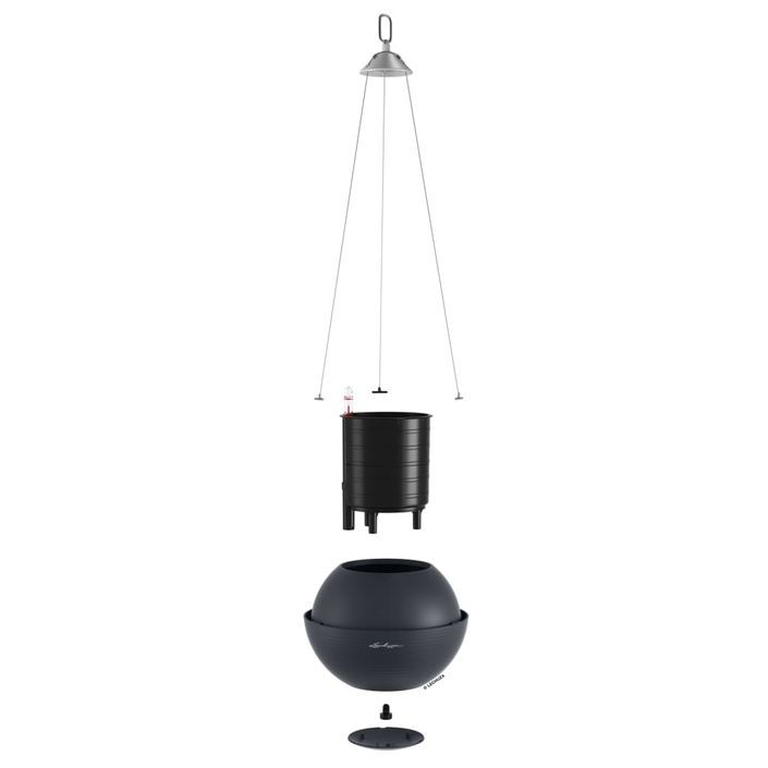 LECHUZA Jardinière suspendue BOLA Color 23 ALL-IN-ONE Ardoise - Photo n°3