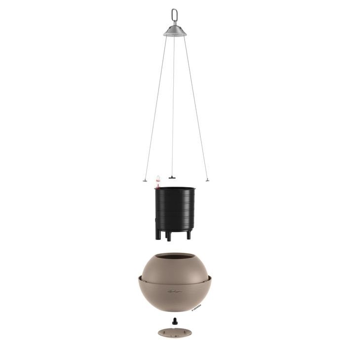 LECHUZA Jardinière suspendue BOLA Color 23 ALL-IN-ONE Marron sable - Photo n°3