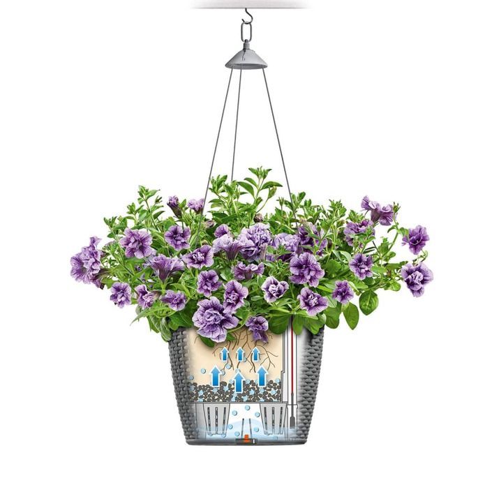 LECHUZA Jardinière suspendue NIDO Cottage 28 ALL-IN-ONE Moka - Photo n°6