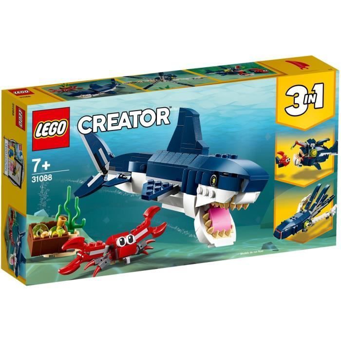 LEGO Creator 3-en-1 31088 Les Créatures Sous-Marines, Figurines Animaux Marins, Requin, Crabe - Photo n°1