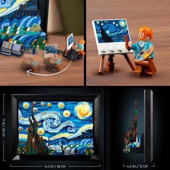 LEGO Ideas 21333 Vincent Van Gogh - La Nuit Étoilée, Reproduction de Tableau sur Toile - Photo n°5