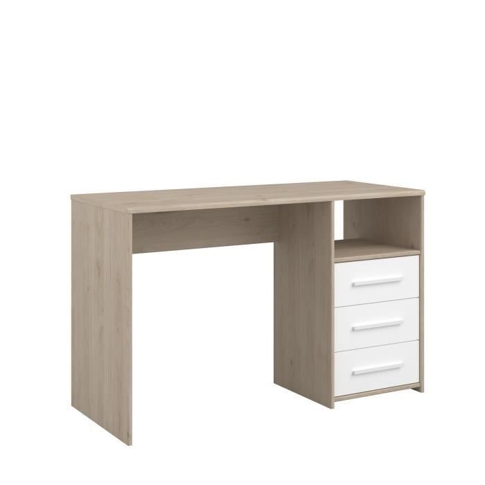 LIAM Chambre enfant complete 3 pieces - Lit + commode + bureau - Style contemporain - Décor chene jackson et blanc - Photo n°4