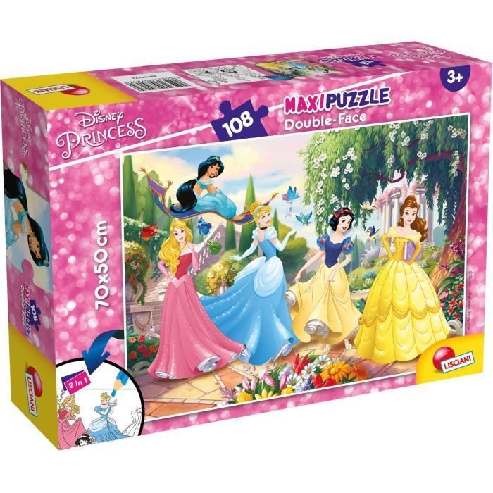 LISCIANI GIOCHI Disney Puzzle double face Maxi Floor 108 Princess - Princess Forever - Photo n°1