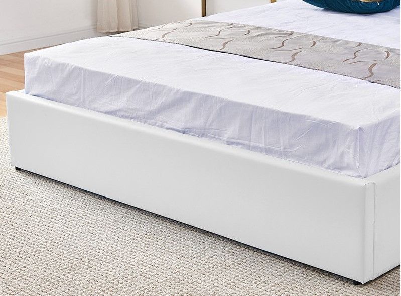 Lit 180x200 cm avec coffre de rangement et tête de lit simili blanc et laiton Pika - Photo n°4