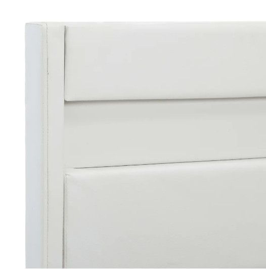 Lit à LED 2 tiroirs simili cuir blanc et pieds bois massif noir Nyam 160x200 cm - Photo n°8