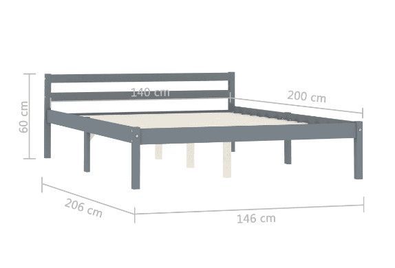 Lit adulte pin massif gris Dorma 140x200 cm - Photo n°7