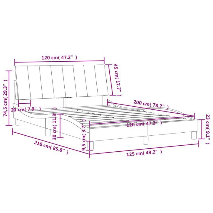 Lit avec matelas bleu 120x200 cm velours - Photo n°11