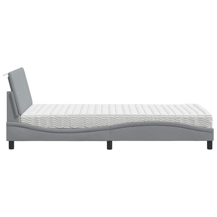 Lit avec matelas gris clair 100x200 cm tissu - Photo n°6