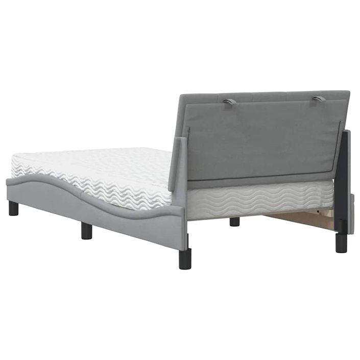 Lit avec matelas gris clair 100x200 cm tissu - Photo n°7