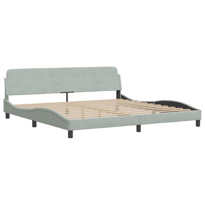 Lit avec matelas gris clair 200x200 cm velours - Photo n°4