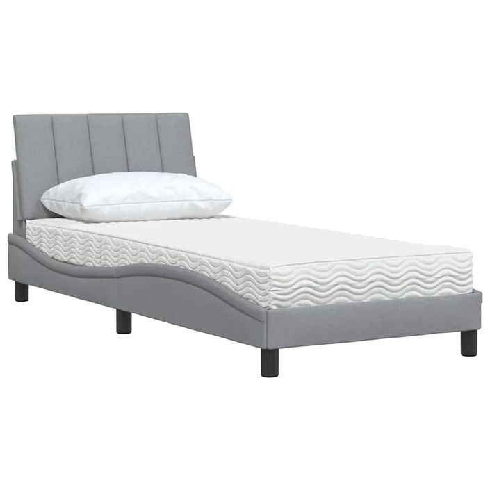 Lit avec matelas gris clair 80x200 cm tissu - Photo n°4