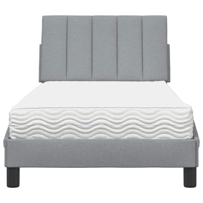 Lit avec matelas gris clair 90x190 cm tissu - Photo n°5