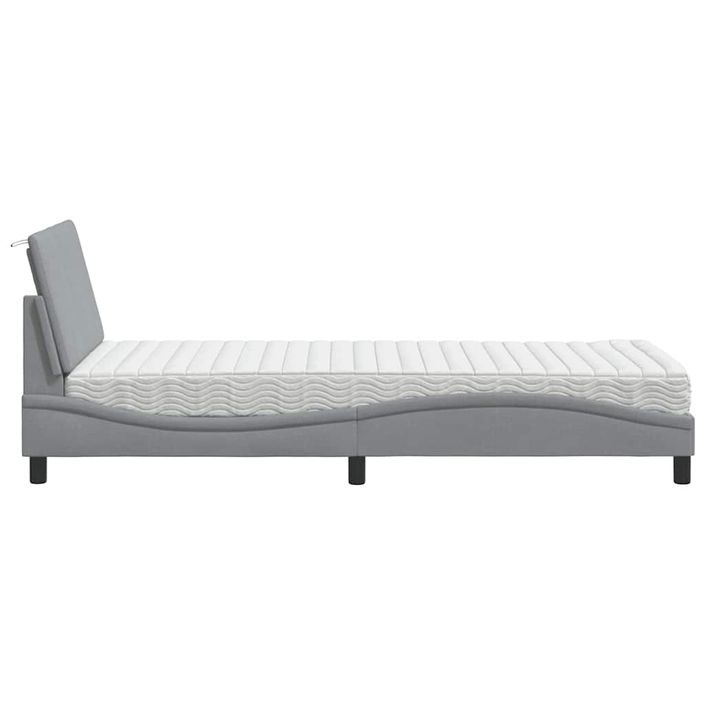 Lit avec matelas gris clair 90x190 cm tissu - Photo n°6