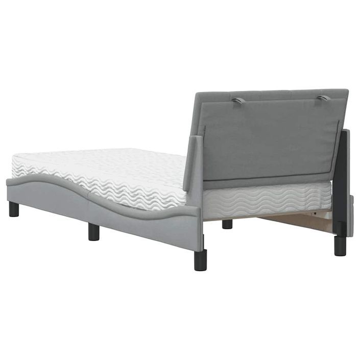 Lit avec matelas gris clair 90x190 cm tissu - Photo n°7