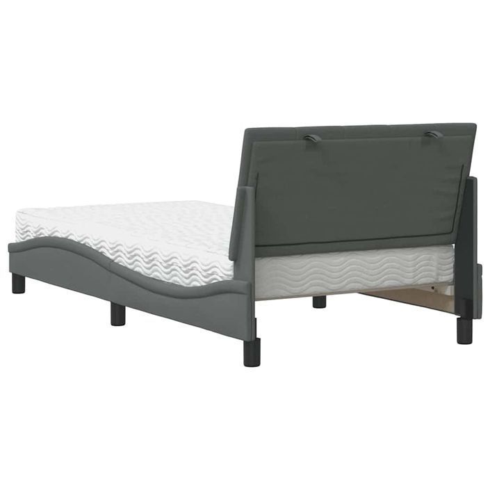 Lit avec matelas gris foncé 100x200 cm tissu - Photo n°7