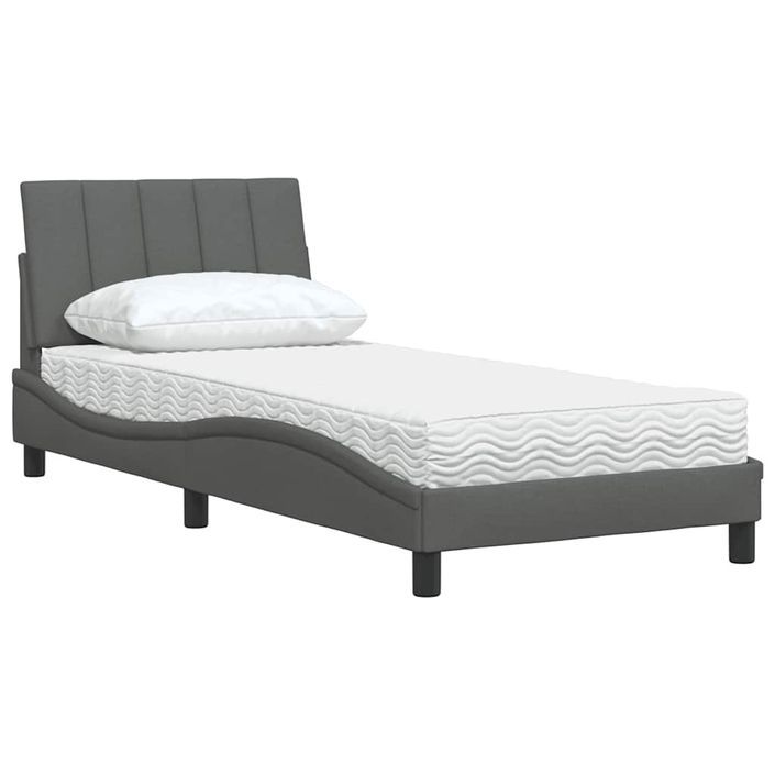 Lit avec matelas gris foncé 80x200 cm tissu - Photo n°4