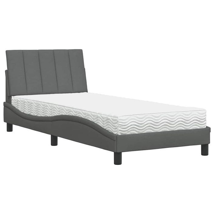 Lit avec matelas gris foncé 90x190 cm tissu - Photo n°2