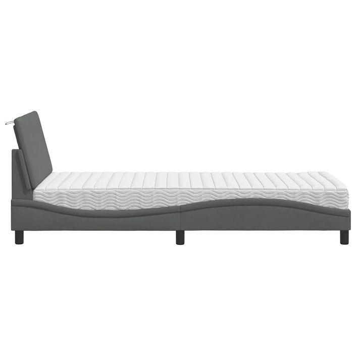 Lit avec matelas gris foncé 90x190 cm tissu - Photo n°6