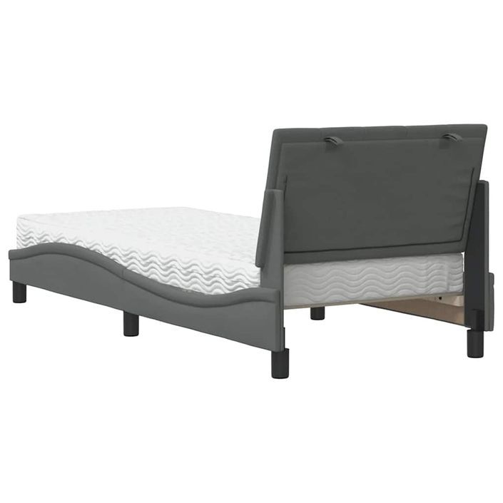 Lit avec matelas gris foncé 90x200 cm tissu - Photo n°7