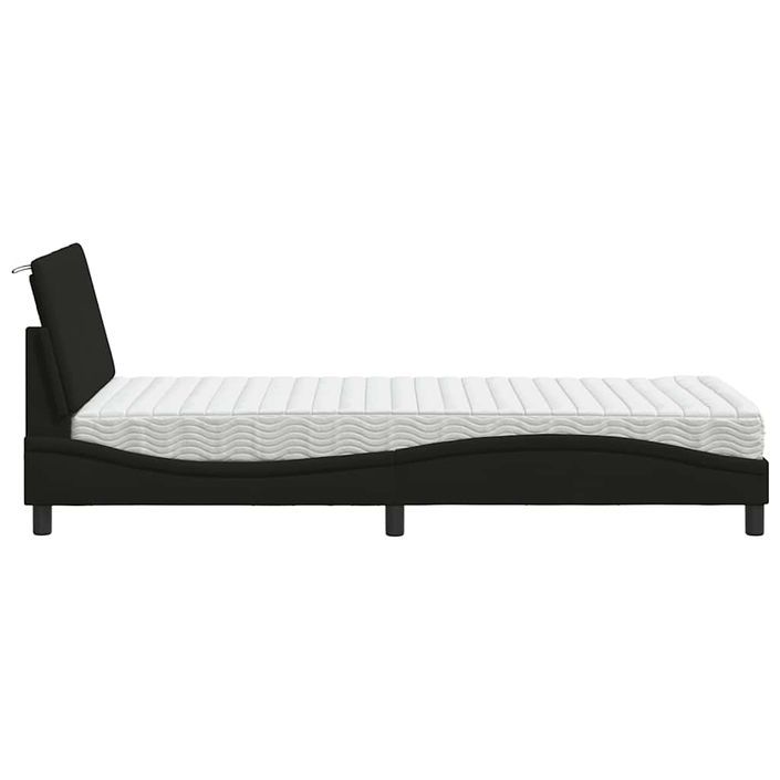 Lit avec matelas noir 90x190 cm tissu - Photo n°6