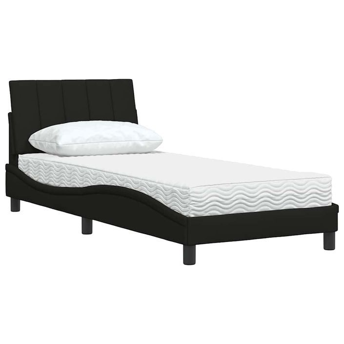 Lit avec matelas noir 90x200 cm tissu - Photo n°4