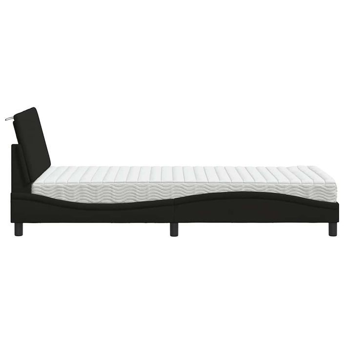 Lit avec matelas noir 90x200 cm tissu - Photo n°6