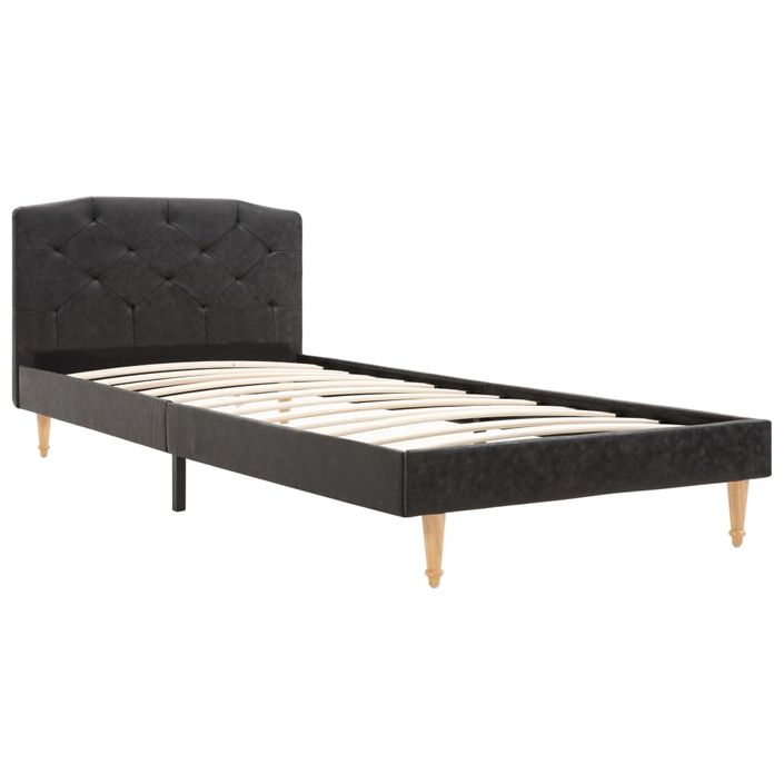 Lit avec matelas Noir Tissu 90 x 200 cm - Photo n°5