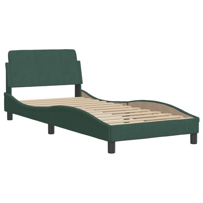 Lit avec matelas vert foncé 90x190 cm velours - Photo n°4