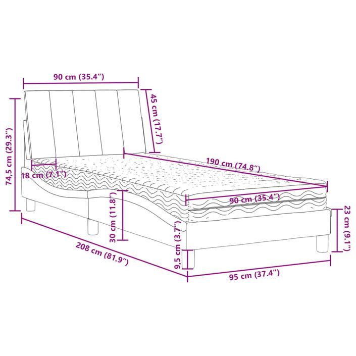 Lit avec matelas vert foncé 90x190 cm velours - Photo n°11