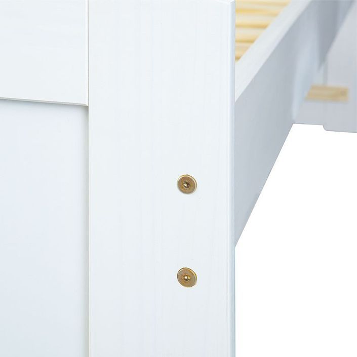 Lit banquette 2 tiroirs pin massif vernis blanc Linan 90x200 cm - Photo n°6