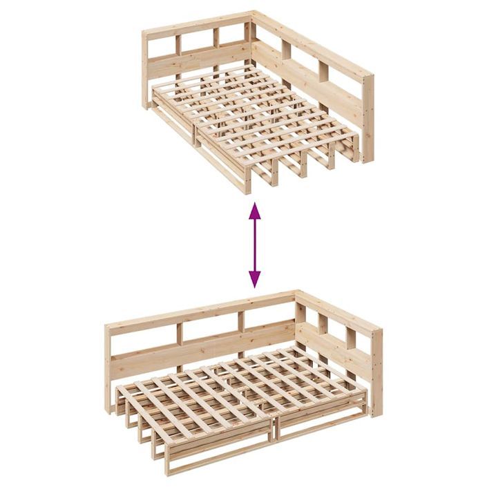 Lit bibliothèque sans matelas 120x200 cm bois de pin massif - Photo n°10