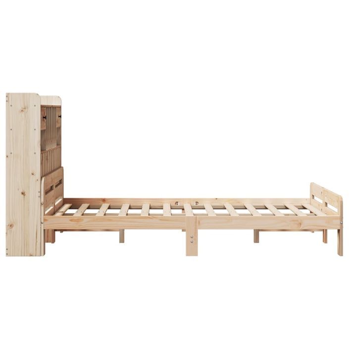 Lit bibliothèque sans matelas 135x190 cm bois de pin massif - Photo n°5