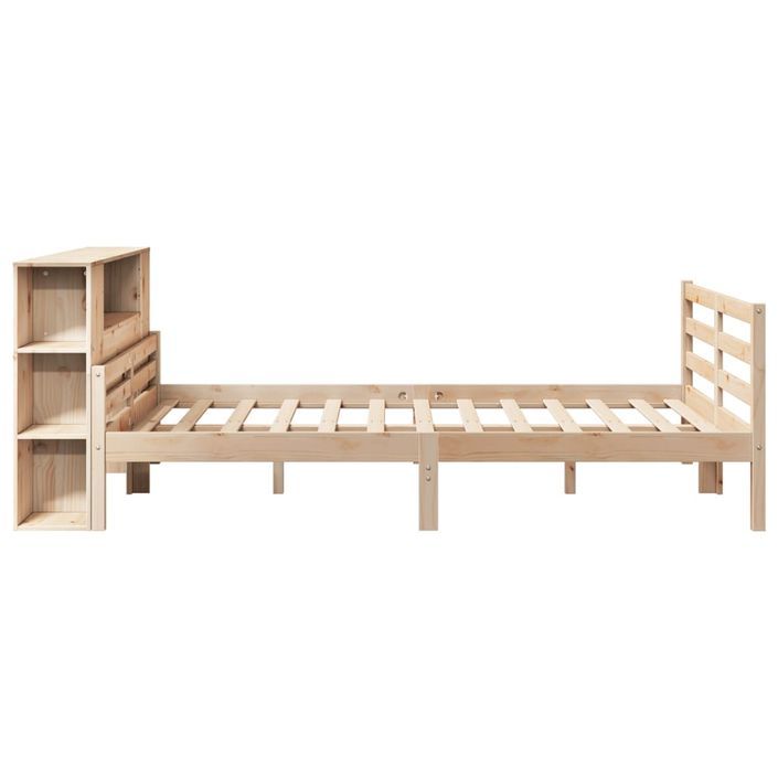 Lit bibliothèque sans matelas 135x190 cm bois de pin massif - Photo n°5