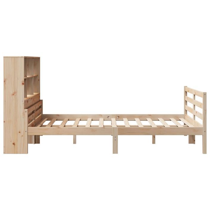 Lit bibliothèque sans matelas 135x190 cm bois de pin massif - Photo n°5