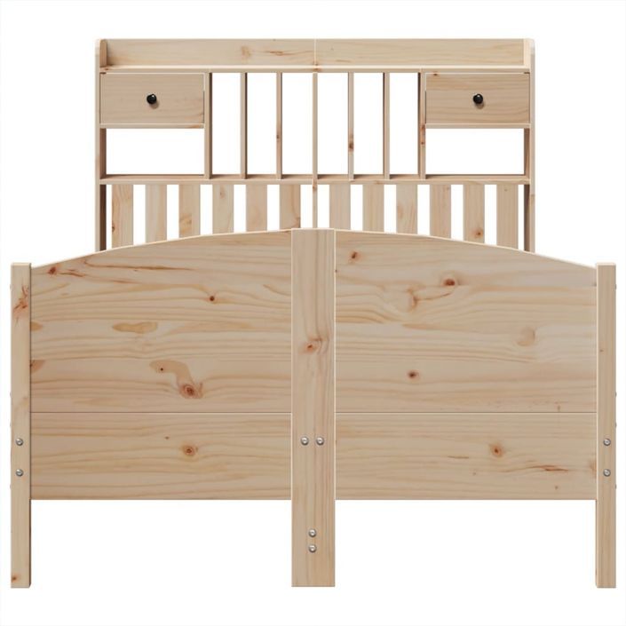 Lit bibliothèque sans matelas 135x190 cm bois de pin massif - Photo n°4