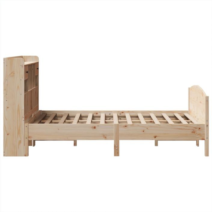 Lit bibliothèque sans matelas 135x190 cm bois de pin massif - Photo n°5