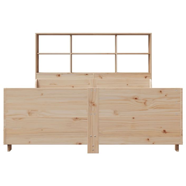 Lit bibliothèque sans matelas 135x190 cm bois massif - Photo n°4