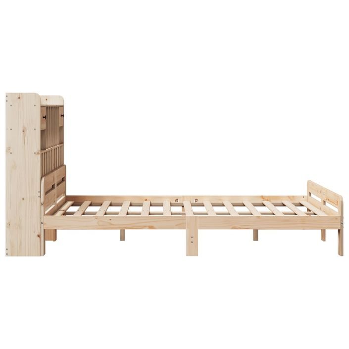 Lit bibliothèque sans matelas 140x190 cm bois de pin massif - Photo n°5