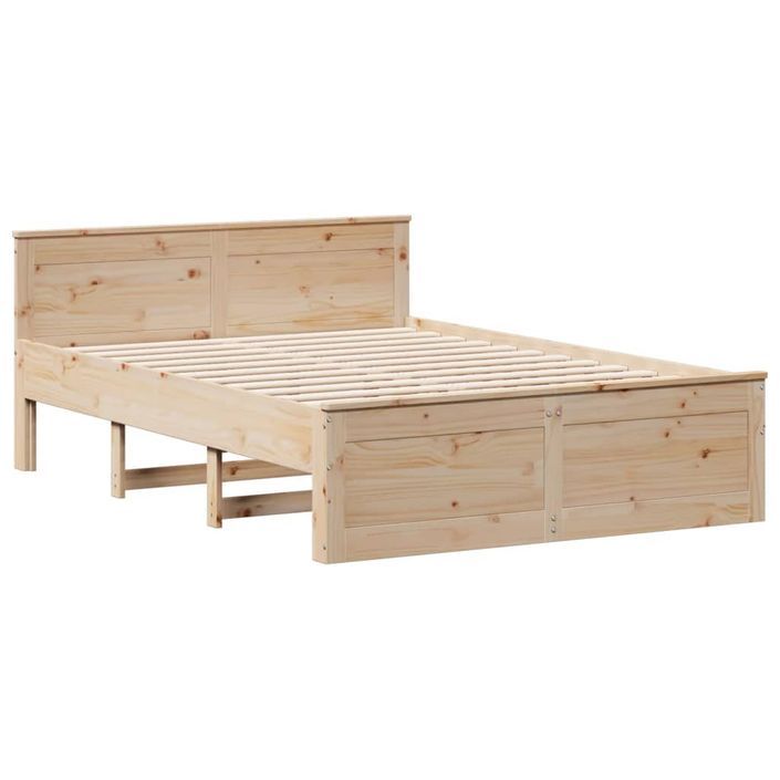 Lit bibliothèque sans matelas 140x190 cm bois de pin massif - Photo n°9