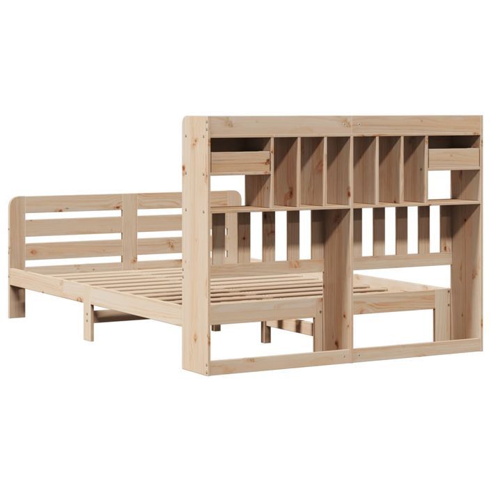 Lit bibliothèque sans matelas 140x190 cm bois de pin massif - Photo n°8