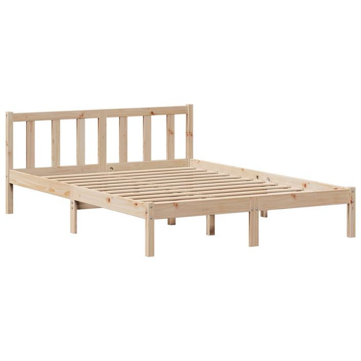 Lit bibliothèque sans matelas 140x190 cm bois de pin massif - Photo n°5