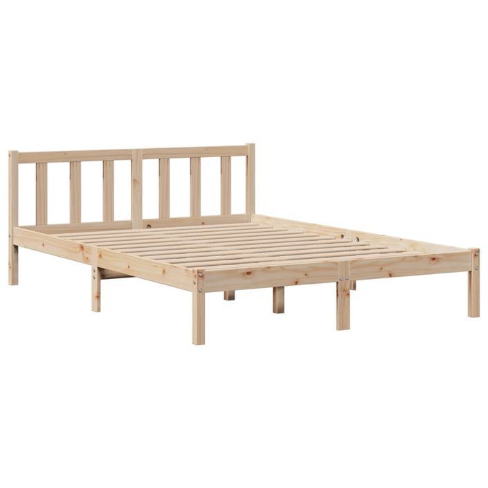 Lit bibliothèque sans matelas 140x190 cm bois de pin massif - Photo n°5