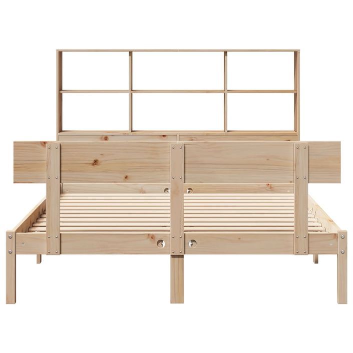 Lit bibliothèque sans matelas 140x190 cm bois de pin massif - Photo n°4