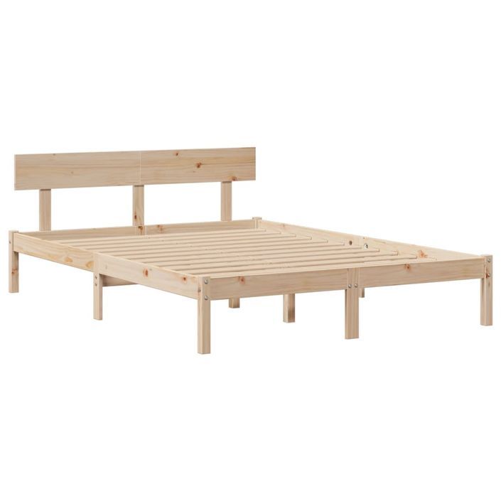 Lit bibliothèque sans matelas 140x190 cm bois de pin massif - Photo n°5