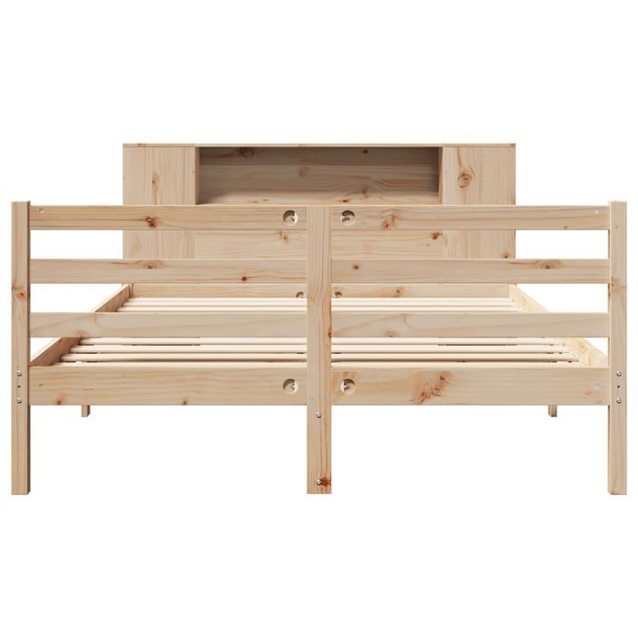 Lit bibliothèque sans matelas 140x190 cm bois de pin massif - Photo n°4