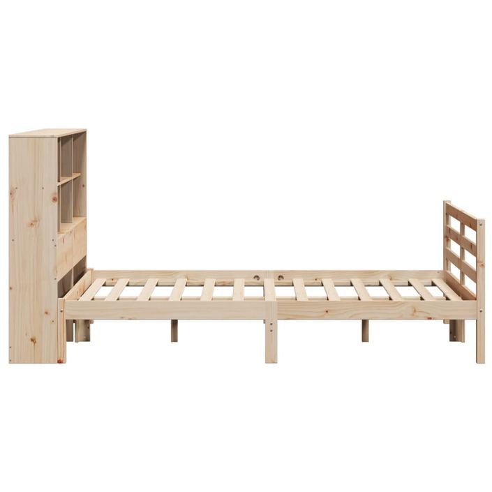 Lit bibliothèque sans matelas 140x190 cm bois de pin massif - Photo n°5