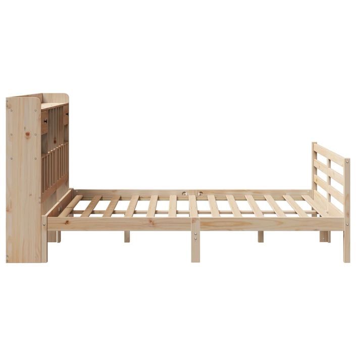 Lit bibliothèque sans matelas 140x190 cm bois de pin massif - Photo n°5