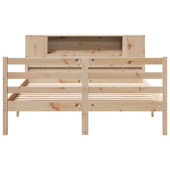 Lit bibliothèque sans matelas 140x190 cm bois de pin massif - Photo n°4