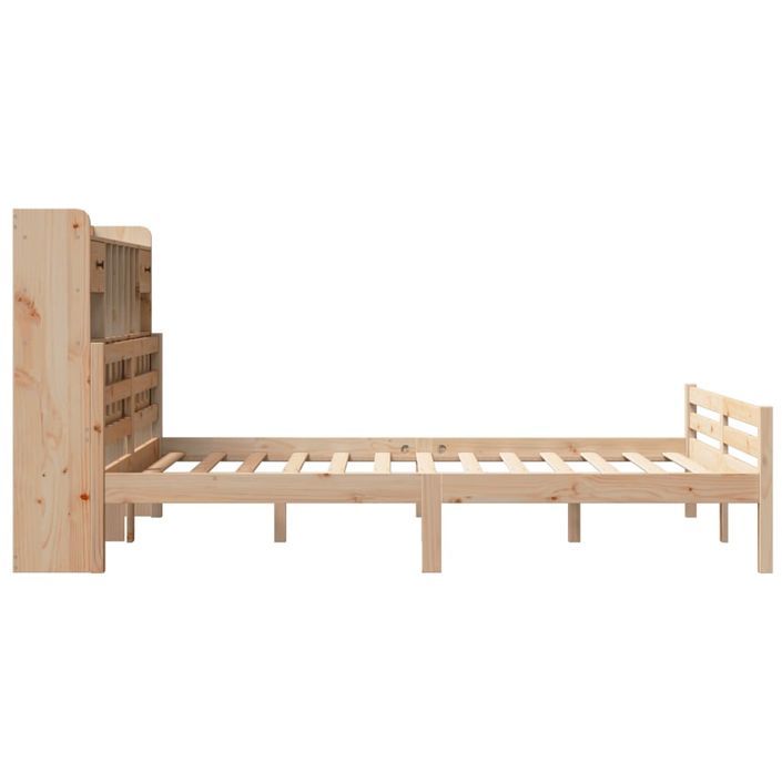 Lit bibliothèque sans matelas 140x190 cm bois de pin massif - Photo n°5